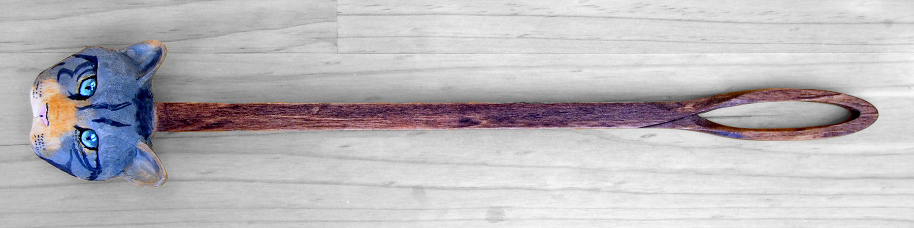 Wildcat handcarved wood back scratcher